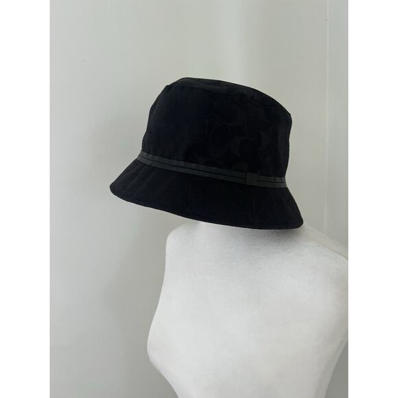 Coach Monogram Jacquard Bucket Hat Black Y2K Vintage size p/S - Picture 10 of 11